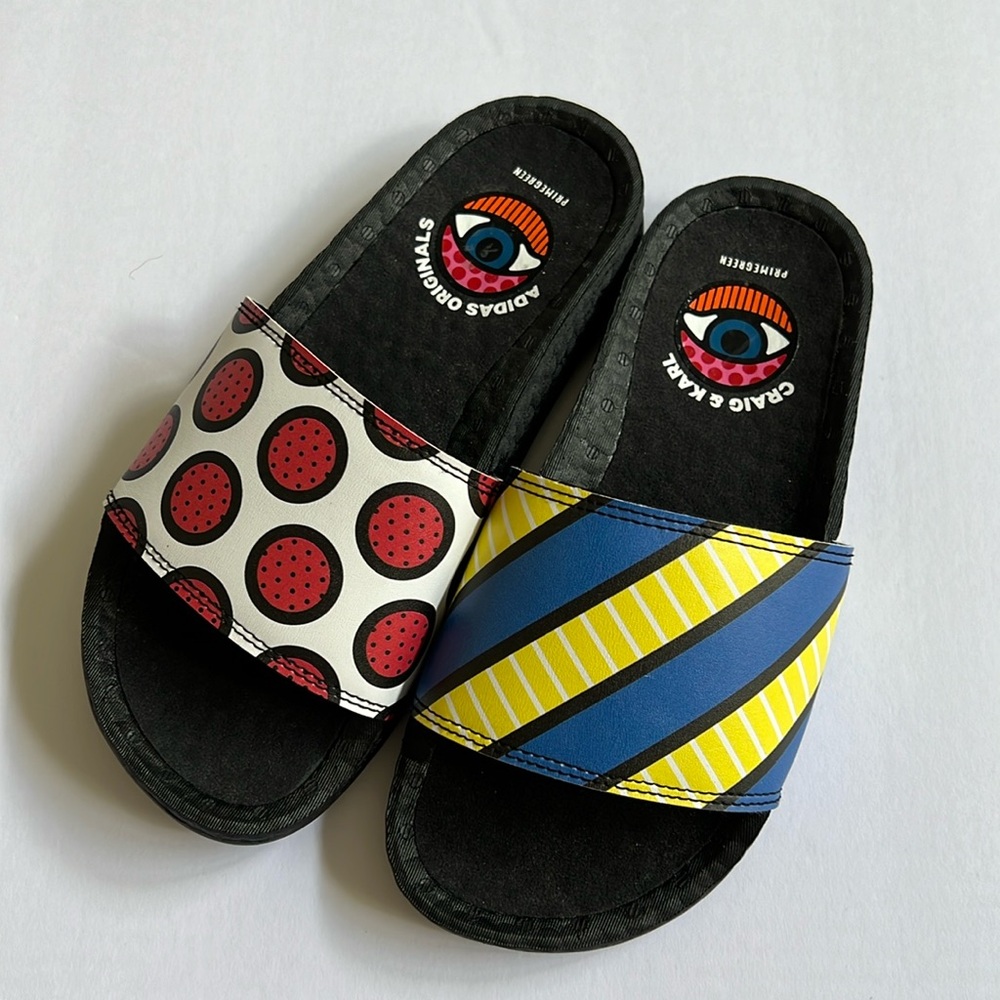 Adidas Adilette boost Craig & Karl prime being green pop art slides